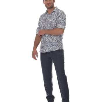 100% ΛΙΝΟ Floral Print  Πουκάμισο Μακρυμάνικο 1110