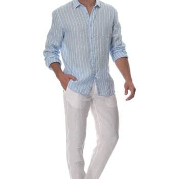 100% ΛΙΝΟ Ριγέ πουκάμισο μακρυμάνικο 1056