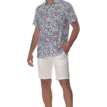 100% ΛΙΝΟ Floral Print Πουκάμισο Κοντομάνικο 1130