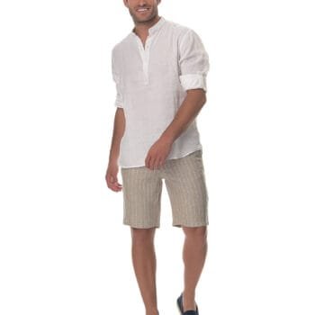 434-323 Stripe Brown Βερμούδα linen