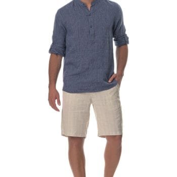 435-323 Stripe Blue Βερμούδα linen